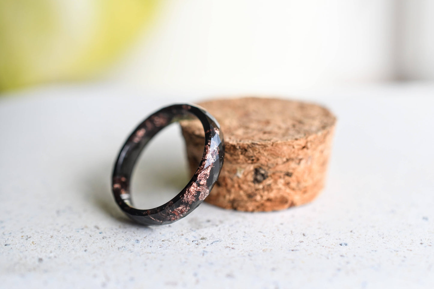 Black Rose Gold Leaf Ring