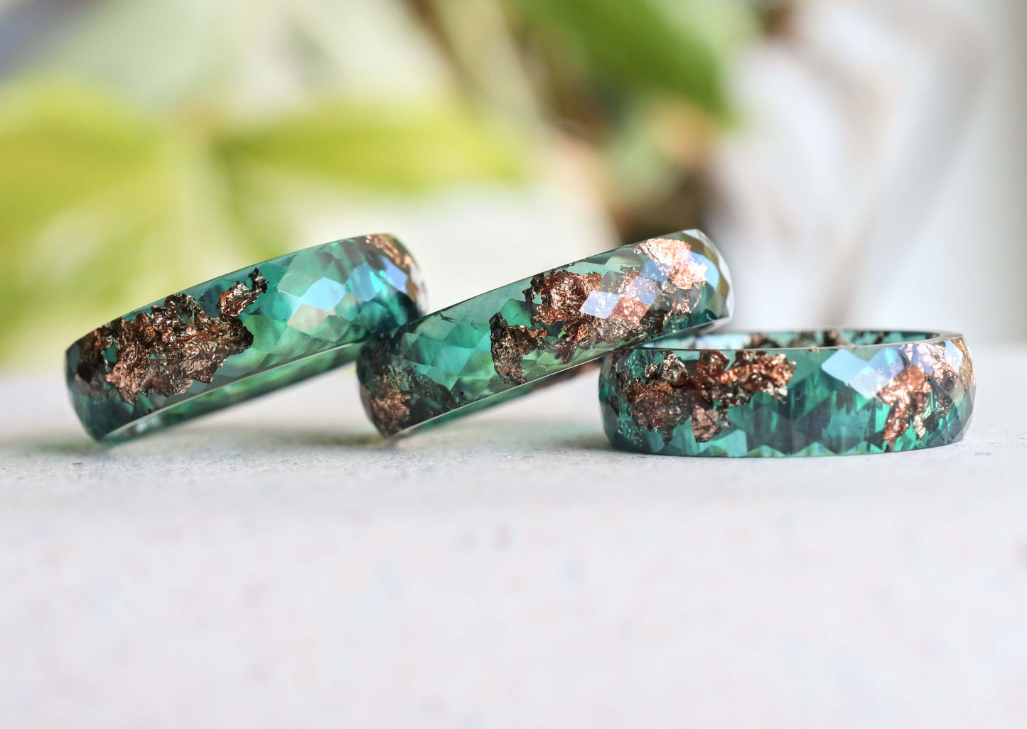 rose gold leaf epoxy band