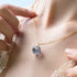 Forget-me-not memorial resin necklace clear sphere pendant