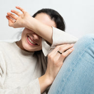 Monochrome Gleam faceted resin ring set black white gold flakes