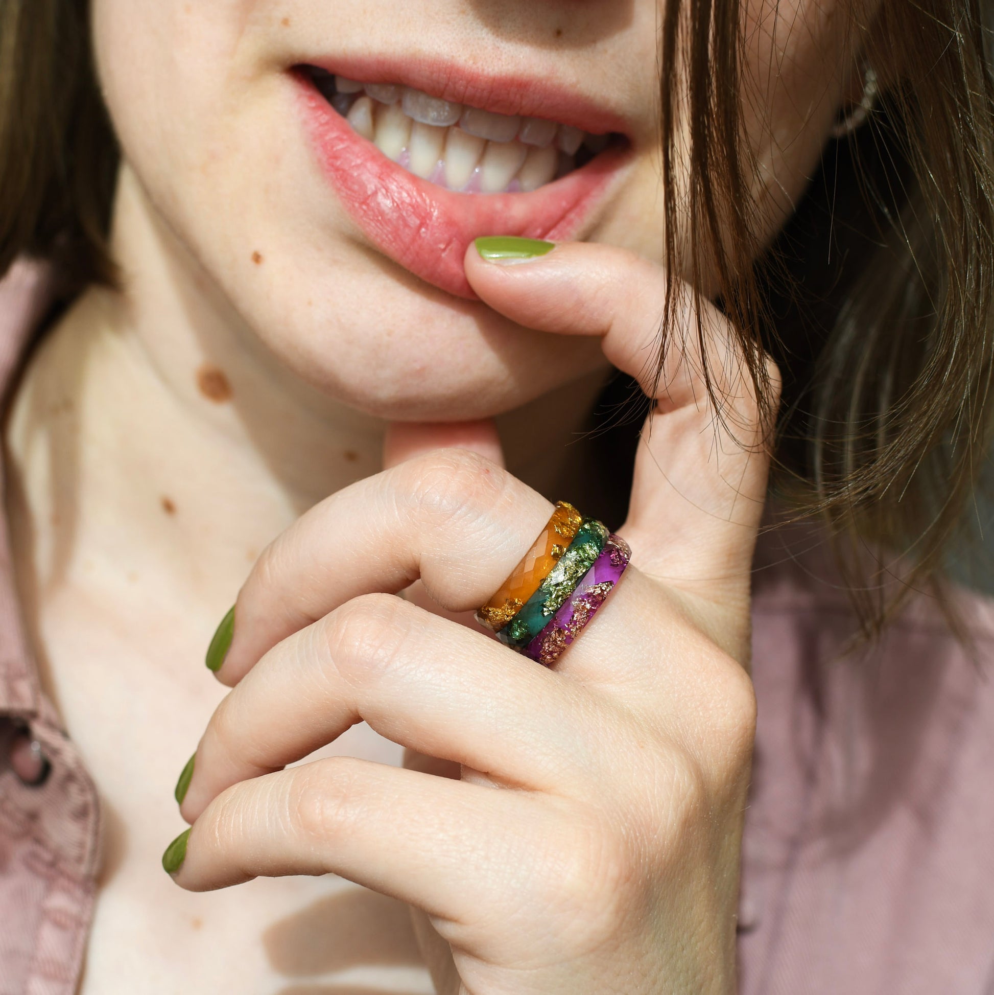 Candy Stack – 3er-Set in Violett, Grün & Gold