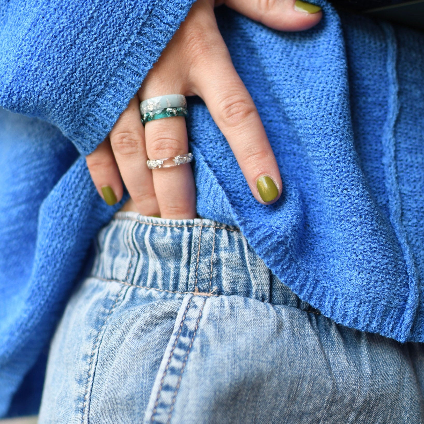 Glacier Blue – Klassischer facettierter Silber-Ring