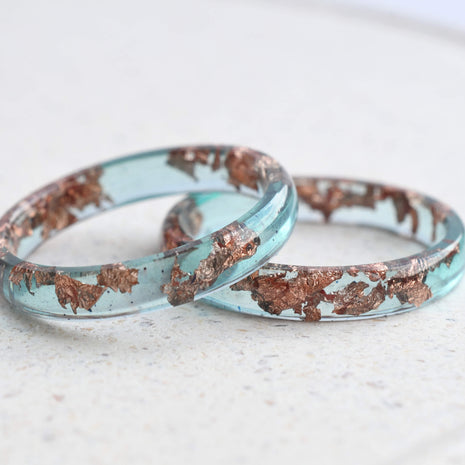 Ocean Blue Rose Gold Leaf Ring