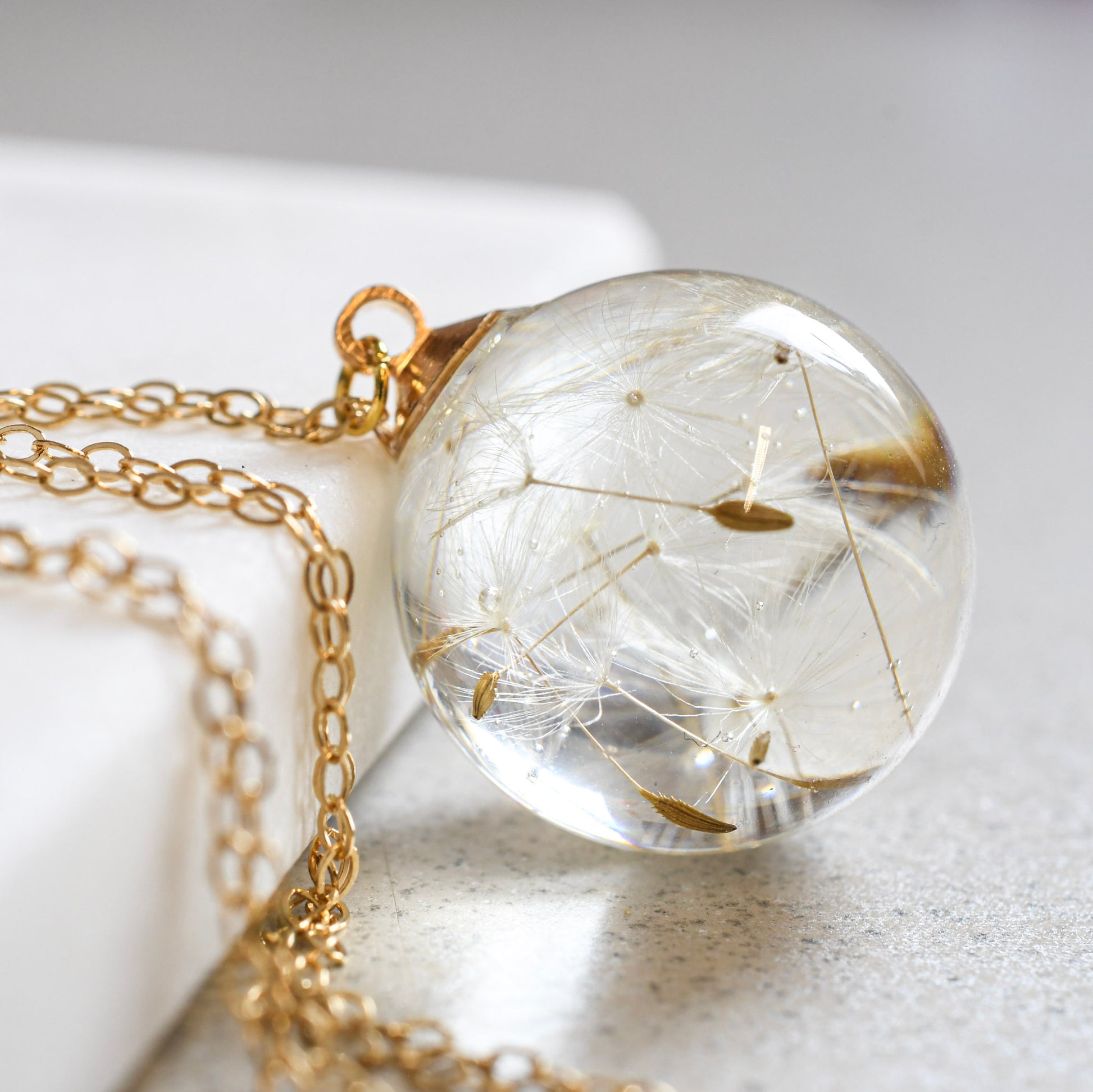 Make a wish dandelion seed resin necklace handmade jewelry