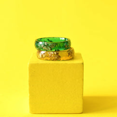 faceted gold leaf rings