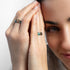 Jade Rose faceted green resin ring rose gold flakes