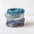 Modern unisex aqua resin ring with faceted slim band design