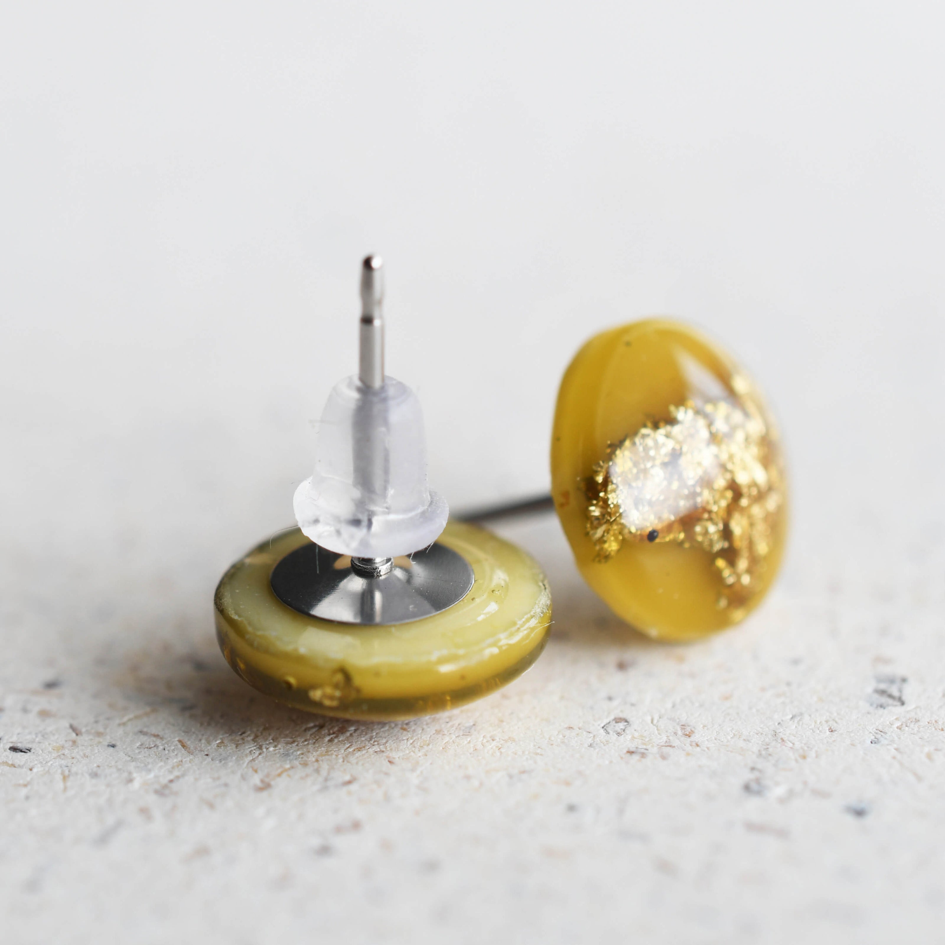 Amber Glow Stud Earrings — modern handcrafted resin jewelry from Austria