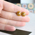 Minimalist amber resin earrings with shimmering gold flakes — elegant handmade jewelry