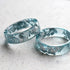 Aquamarine resin ring with metallic silver shimmer Vienna