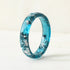 Slim faceted aqua resin ring with silver flakes minimalist jewelry