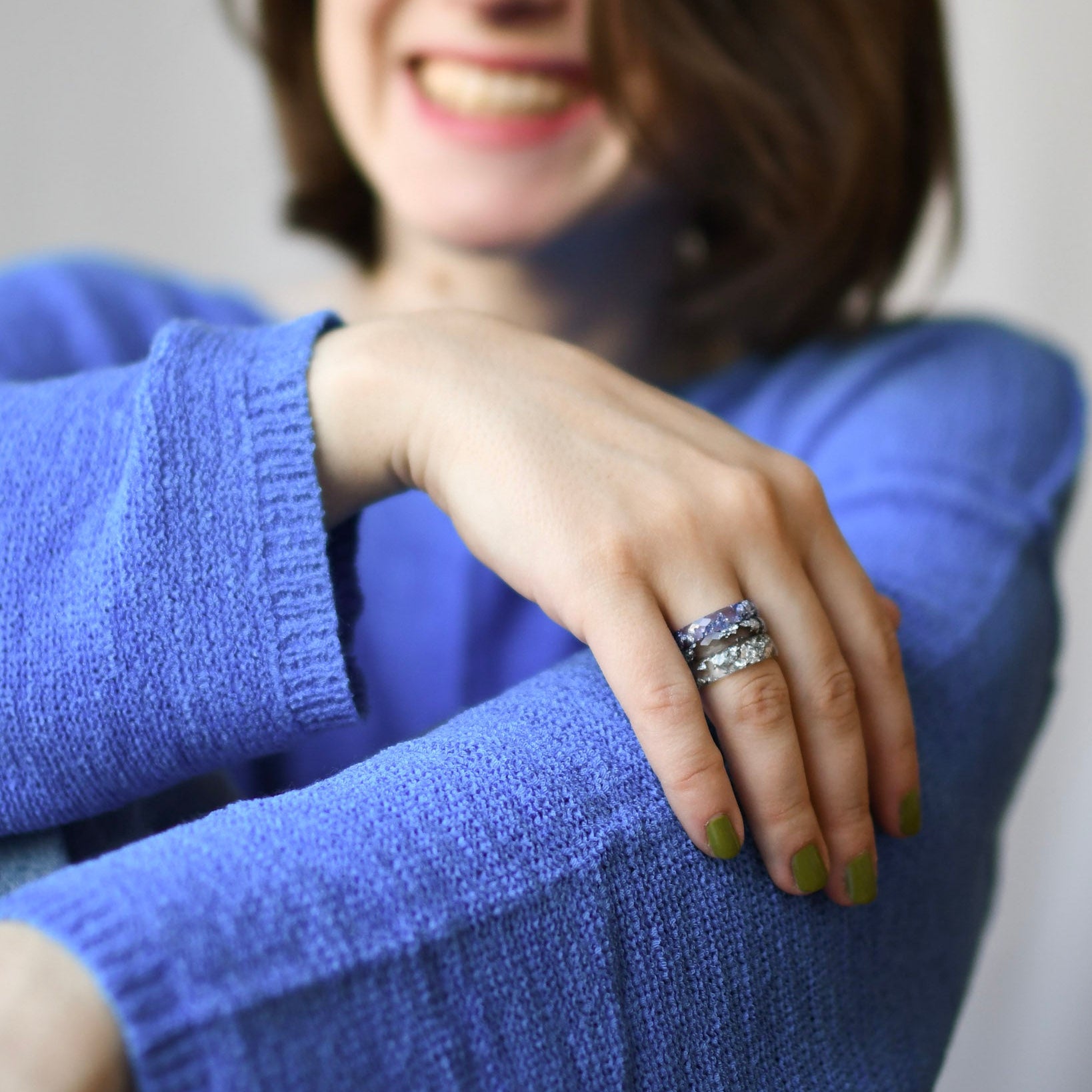 Silver Light – Faceted Clear Resin Ring