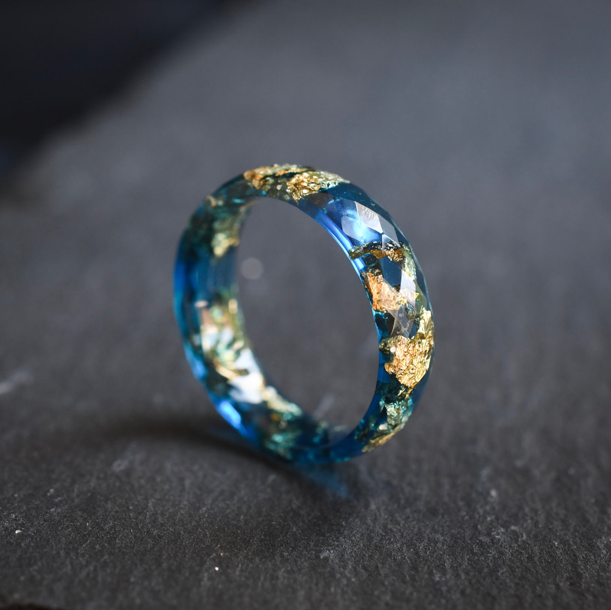 handmade Austrian blue gold leaf men’s ring