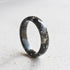 Slim faceted black resin ring with silver leaf minimalist jewelry