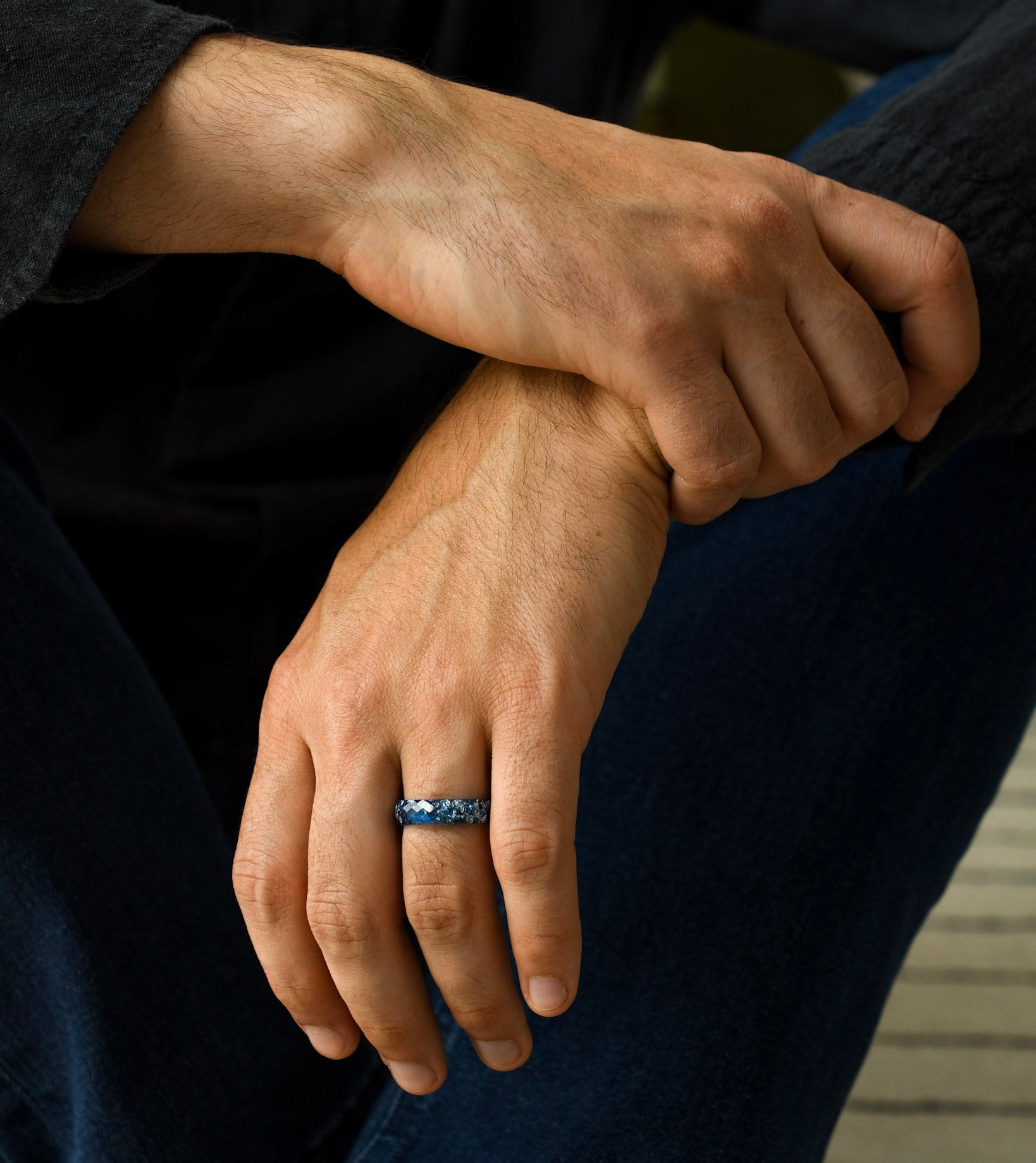 Midnight Signal – Navy Blue Silver Leaf Men’s Band