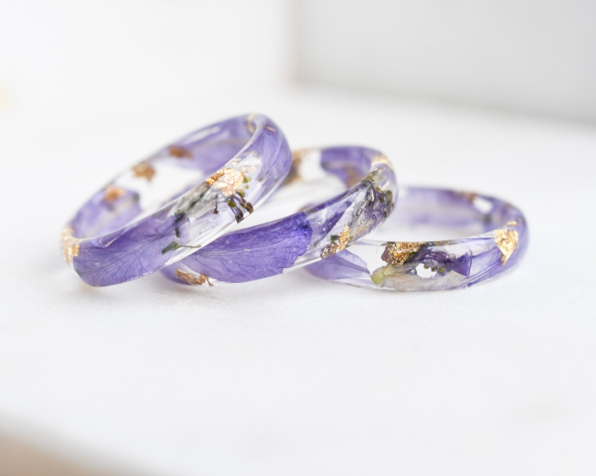 Larkspur Bloom – July Birth Flower Resin Ring