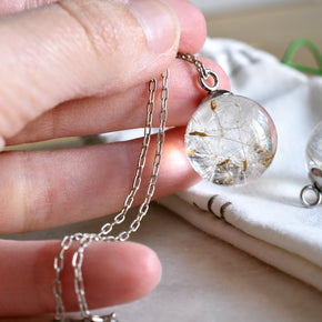 Botanical resin necklace with gold chain