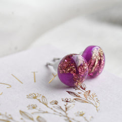 Magenta Earrings with Gold Foil
