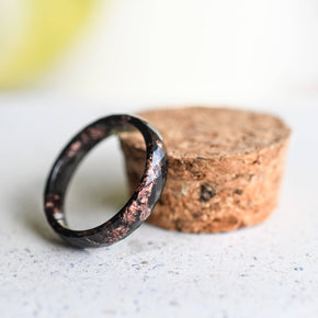 Black Rose Gold Leaf Ring