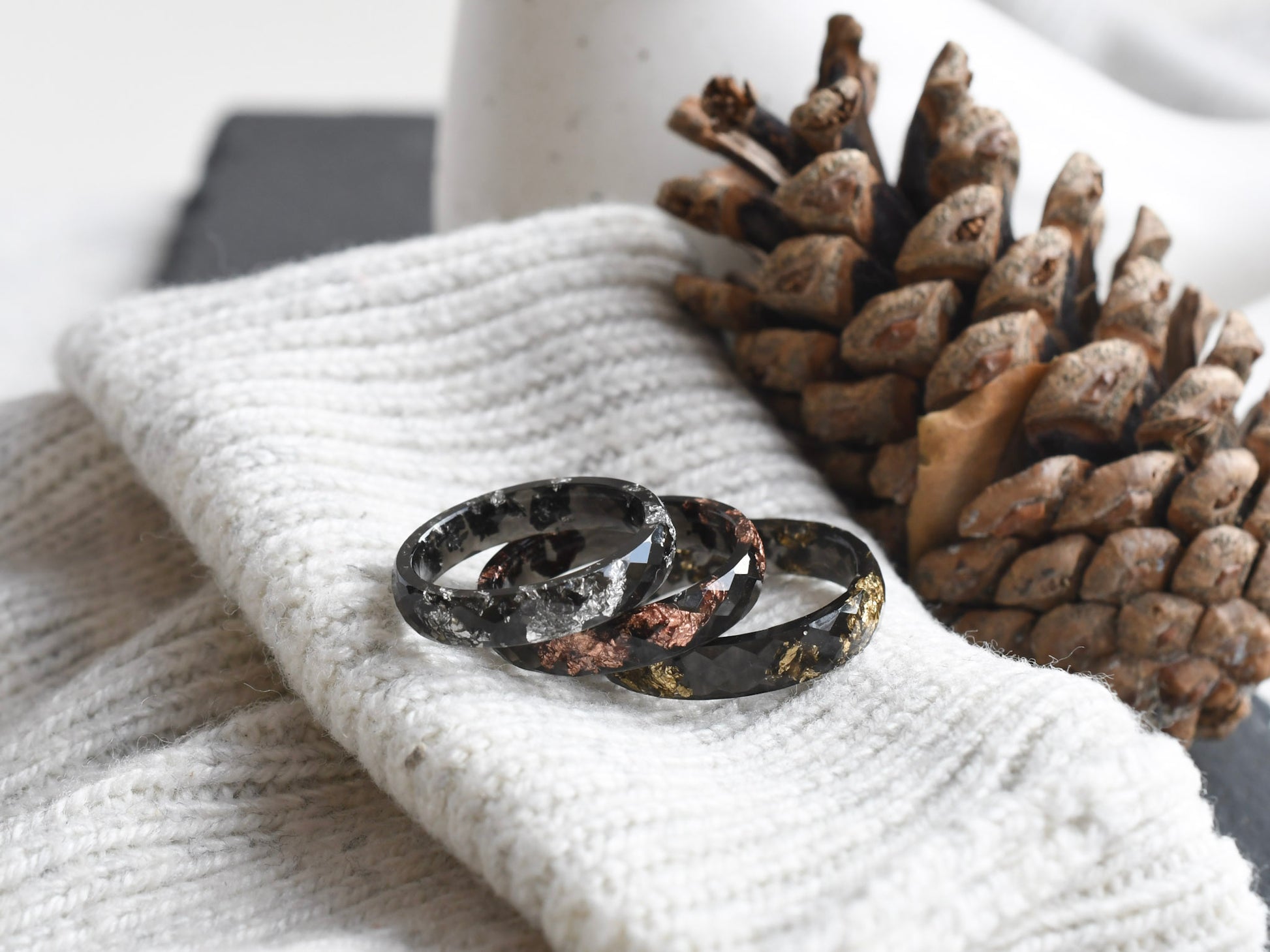 Gender neutral black resin commitment ring