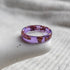 Purple thin stacking resin ring with metallic rose gold flakes — modern minimalist jewelry
