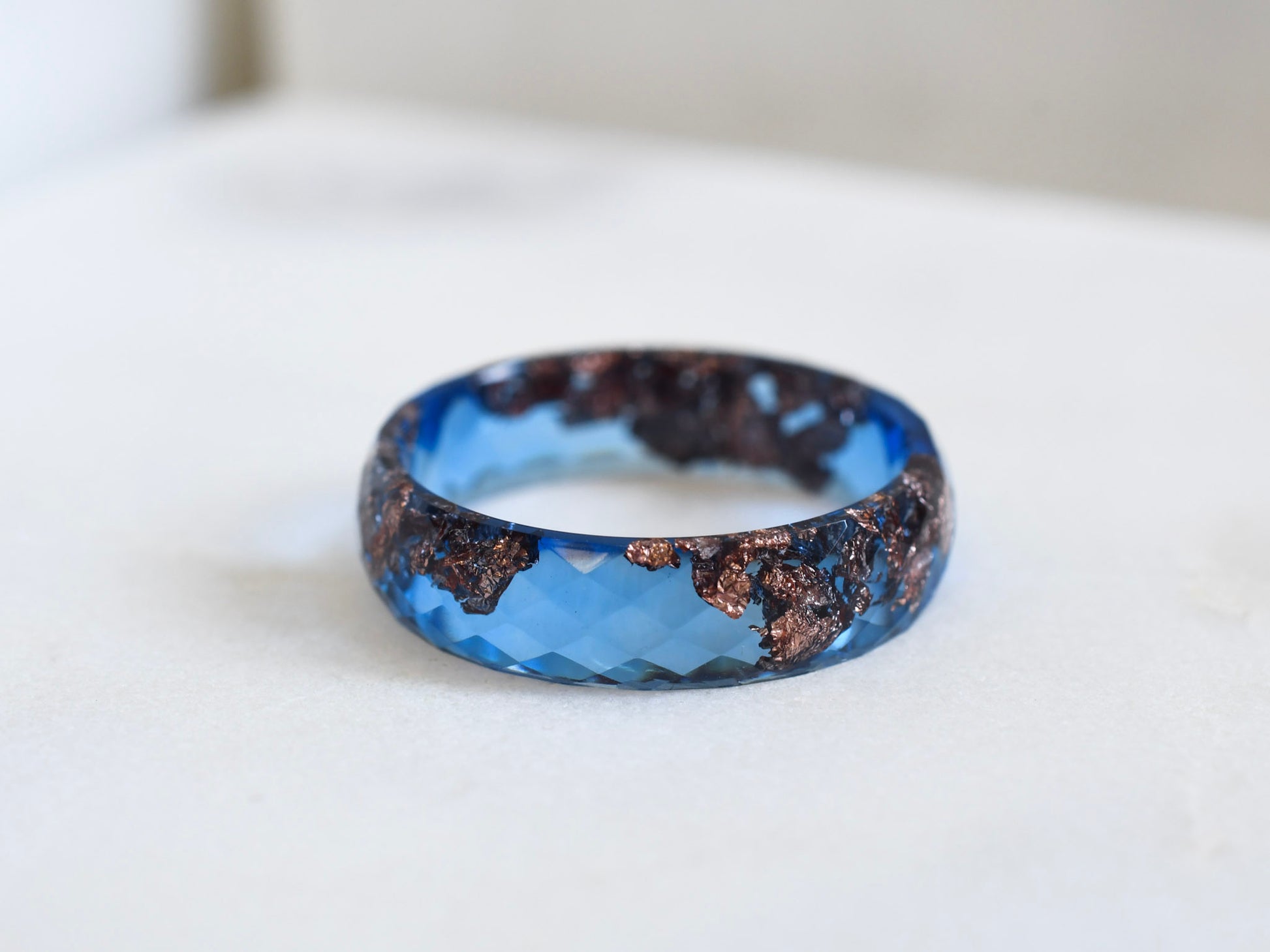 6 mm faceted resin ring modern alternative to metal