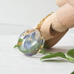 February birth flower necklace with violet — handmade European artisan jewelry by Resity