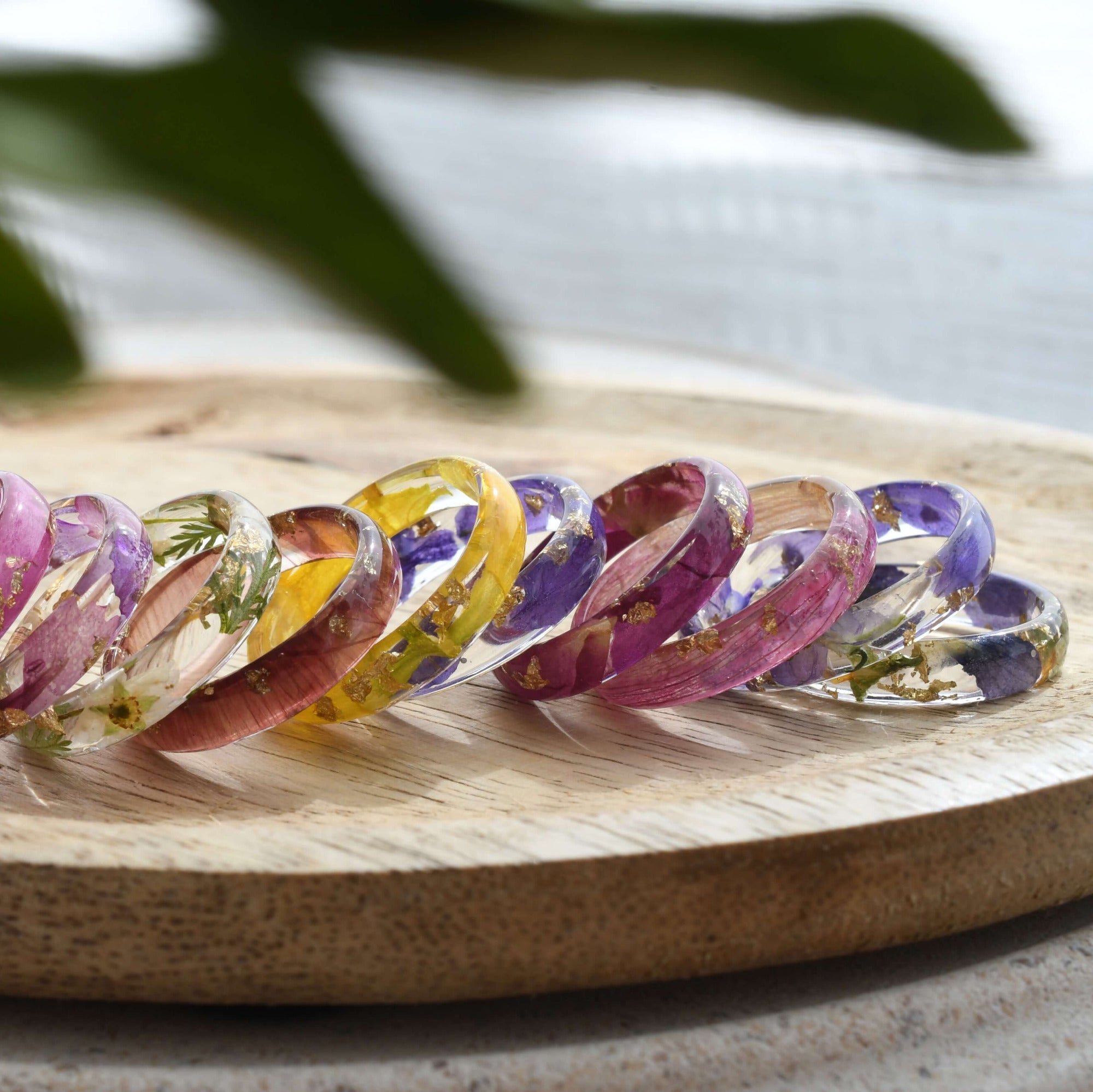 flower of the month resin rings