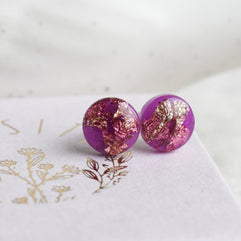 Magenta Earrings with Gold Foil