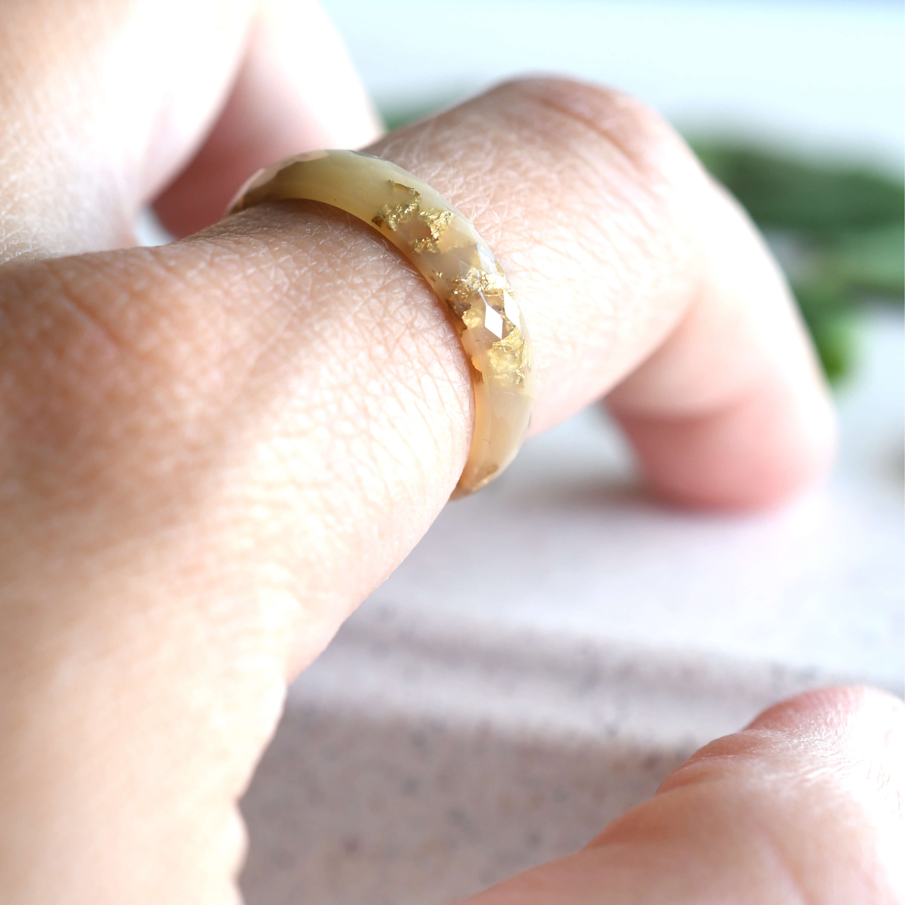 Golden Veil Ring worn on hand