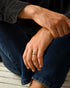 Grey industrial style mens ring handmade in Vienna worn on hand everyday look