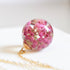 Real pink heather preserved in resin sphere necklace Vienna