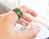 Rich green resin ring with metallic gold shimmer Vienna