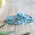 Aqua Mist faceted aqua resin ring silver flakes