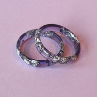Amethyst Colored Ring with Silver Leaf