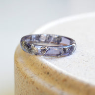 Amethyst Colored Ring with Silver Leaf