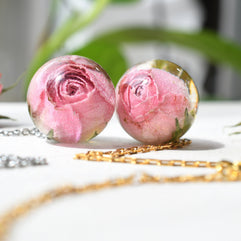 Light pink rose in resin