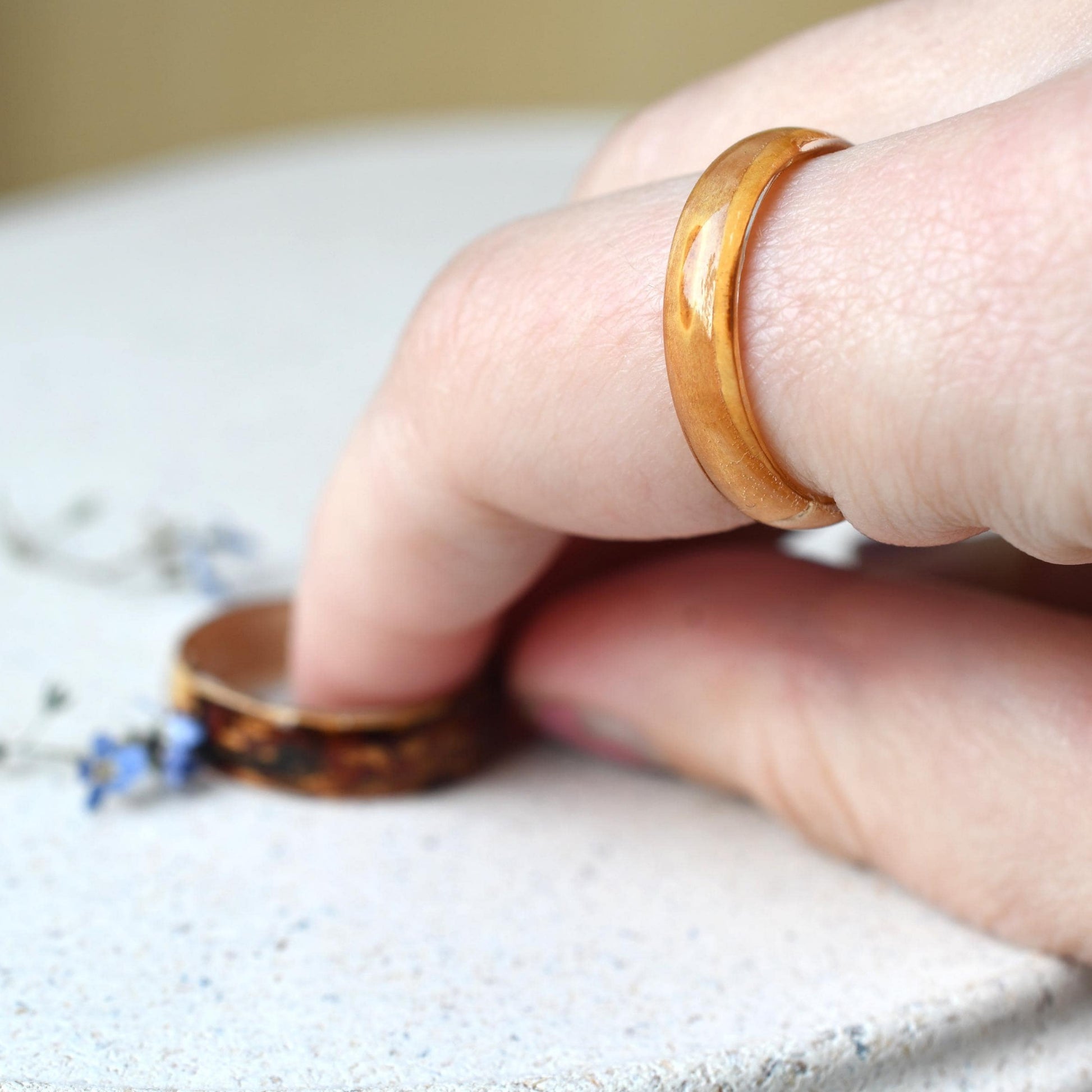 Real birch wood preserved in resin ring Vienna
