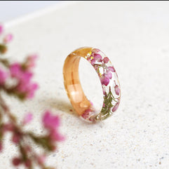 Botanical ring with heather flowers