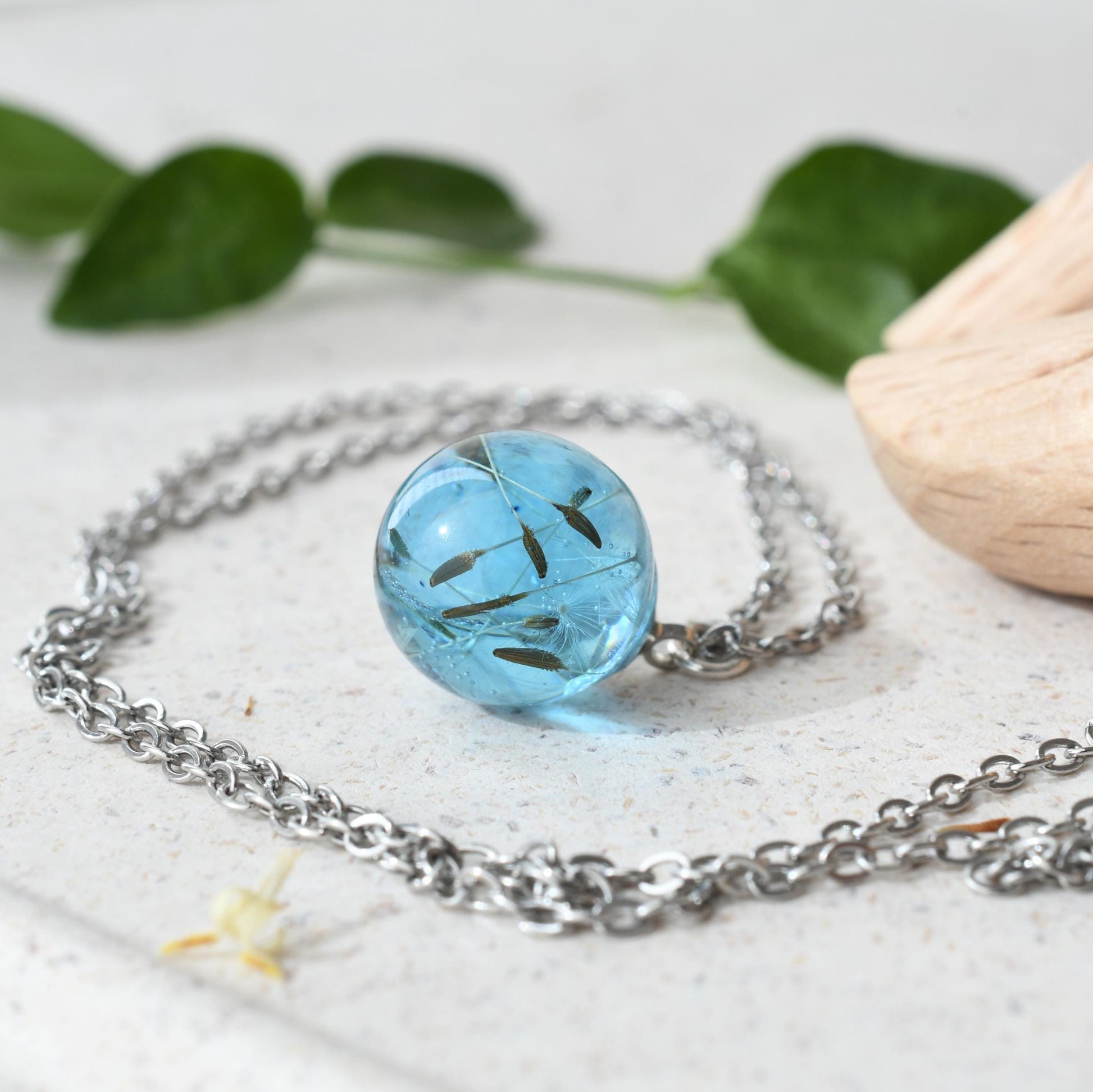 Magical resin necklace with seed