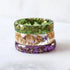 green purple and clear resin 3 ring stack with gold flakes handmade in Vienna
