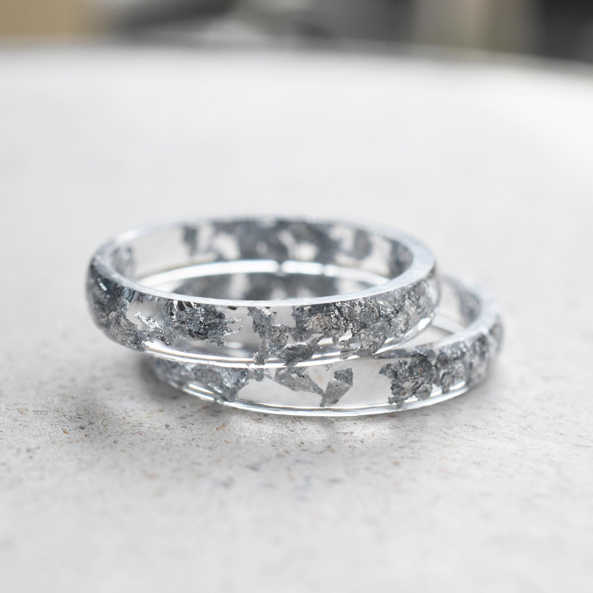 Hand-cast clear resin stacking ring minimalist jewelry