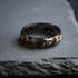 Modern geometric black men’s ring with silver reflective detail