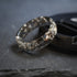 Minimalist mens band grey resin with metallic silver flakes modern geometric design