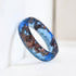 Cobalt Ember faceted blue resin ring rose gold flakes