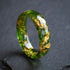 non metal wedding band dark green resin gold leaf men