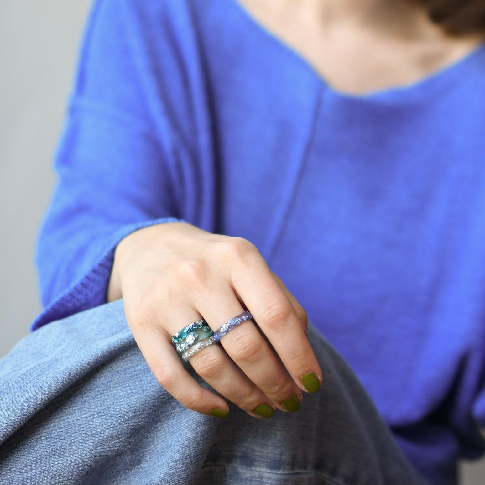 Ocean Stack – 3er-Set in Blau, Kristall  & Silber
