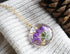 September birth flower necklace with real pressed aster — handmade floral pendant