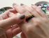 Classic faceted black resin ring with gold flakes modern minimalist jewelry