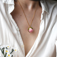 Real dried flower jewelry handmade on model